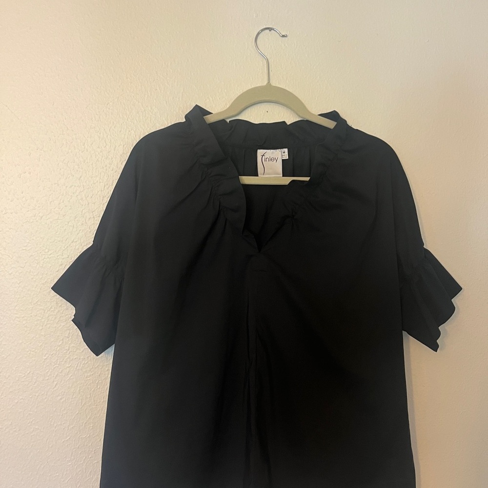 Finley Black Ruffled Sleeve Top